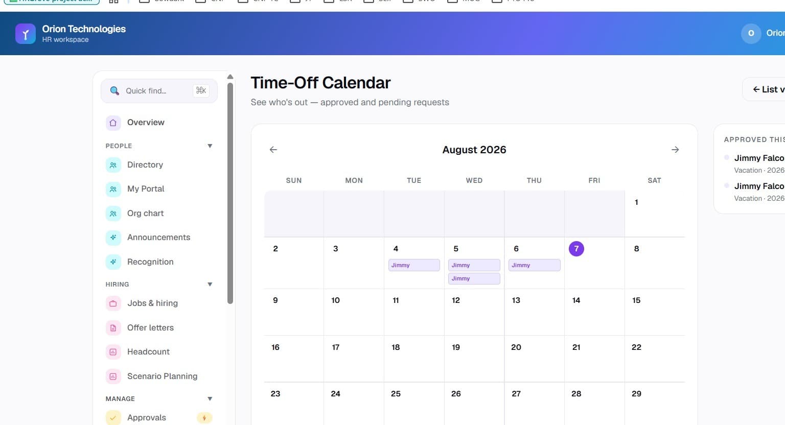 Time-Off Calendar